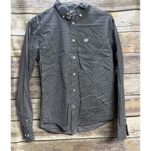 Cinch Boy's Green Patterned Long Sleeve Button Down Western Shirt Size XL 14